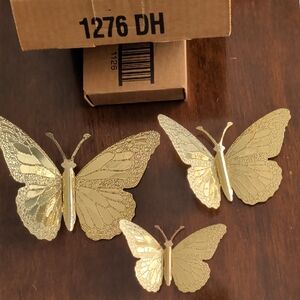Vintage Home Interiors Gold Color Butterflies #1276 DH NWT Made In USA